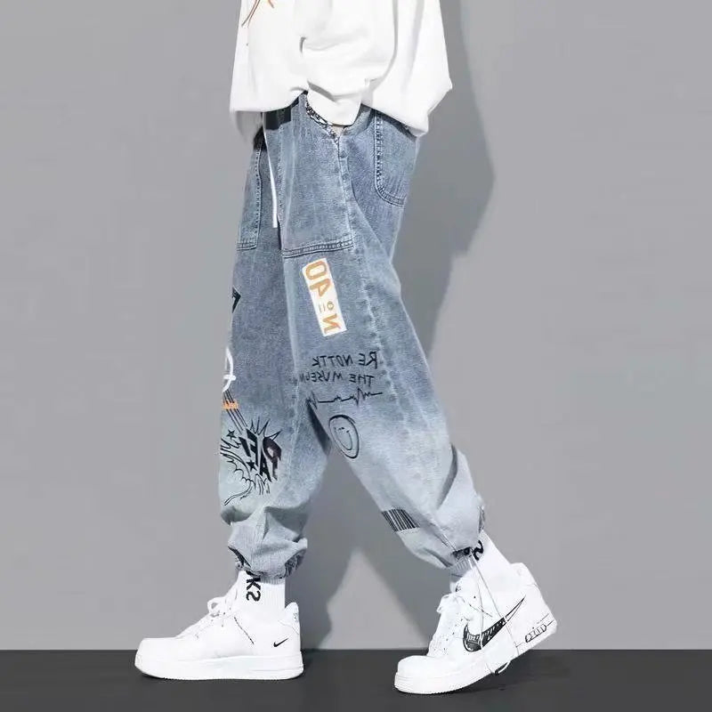 Graffiti Drawstring Streetwear Jeans