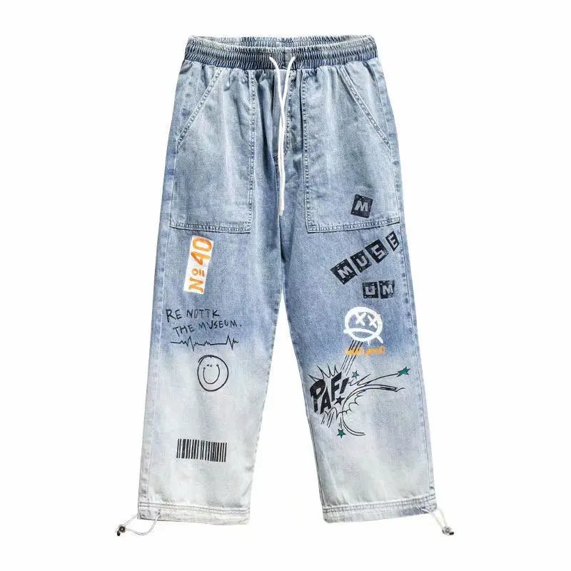 Graffiti Drawstring Streetwear Jeans