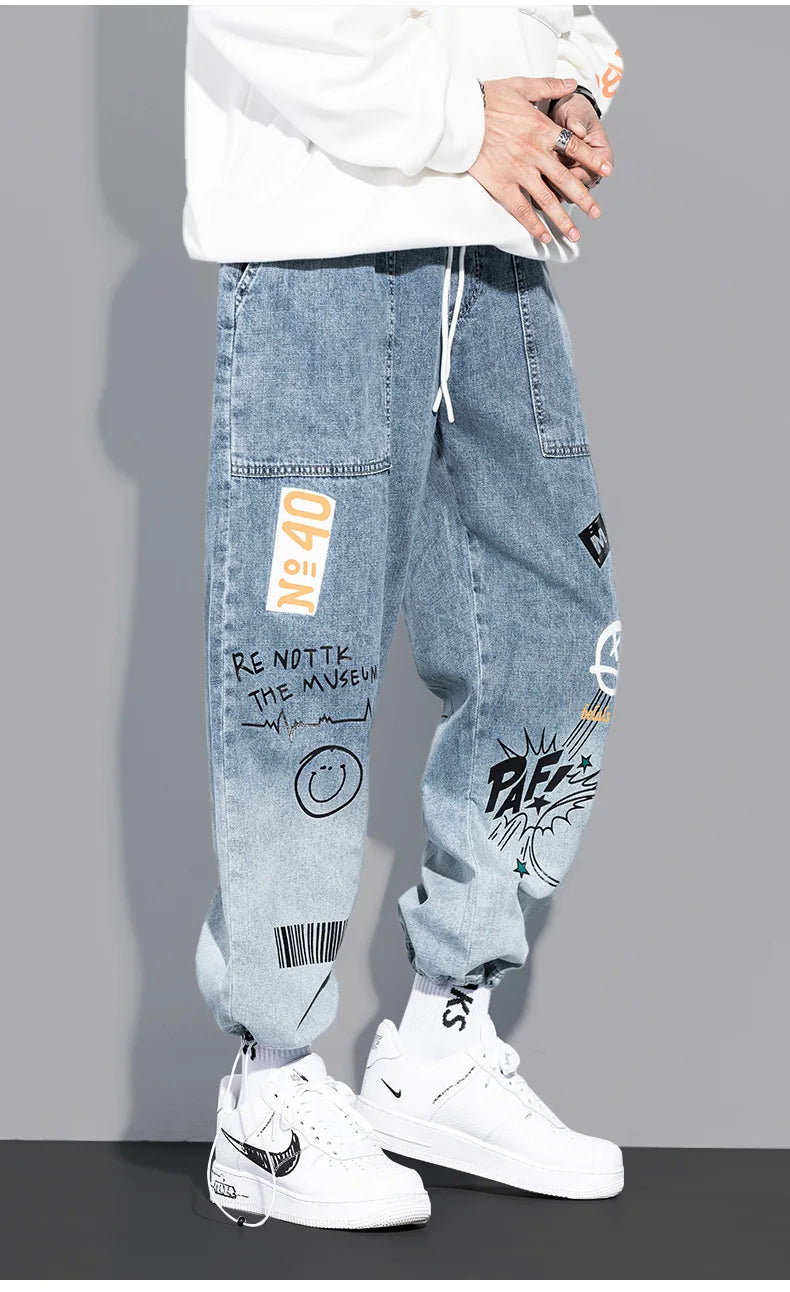 Graffiti Drawstring Streetwear Jeans