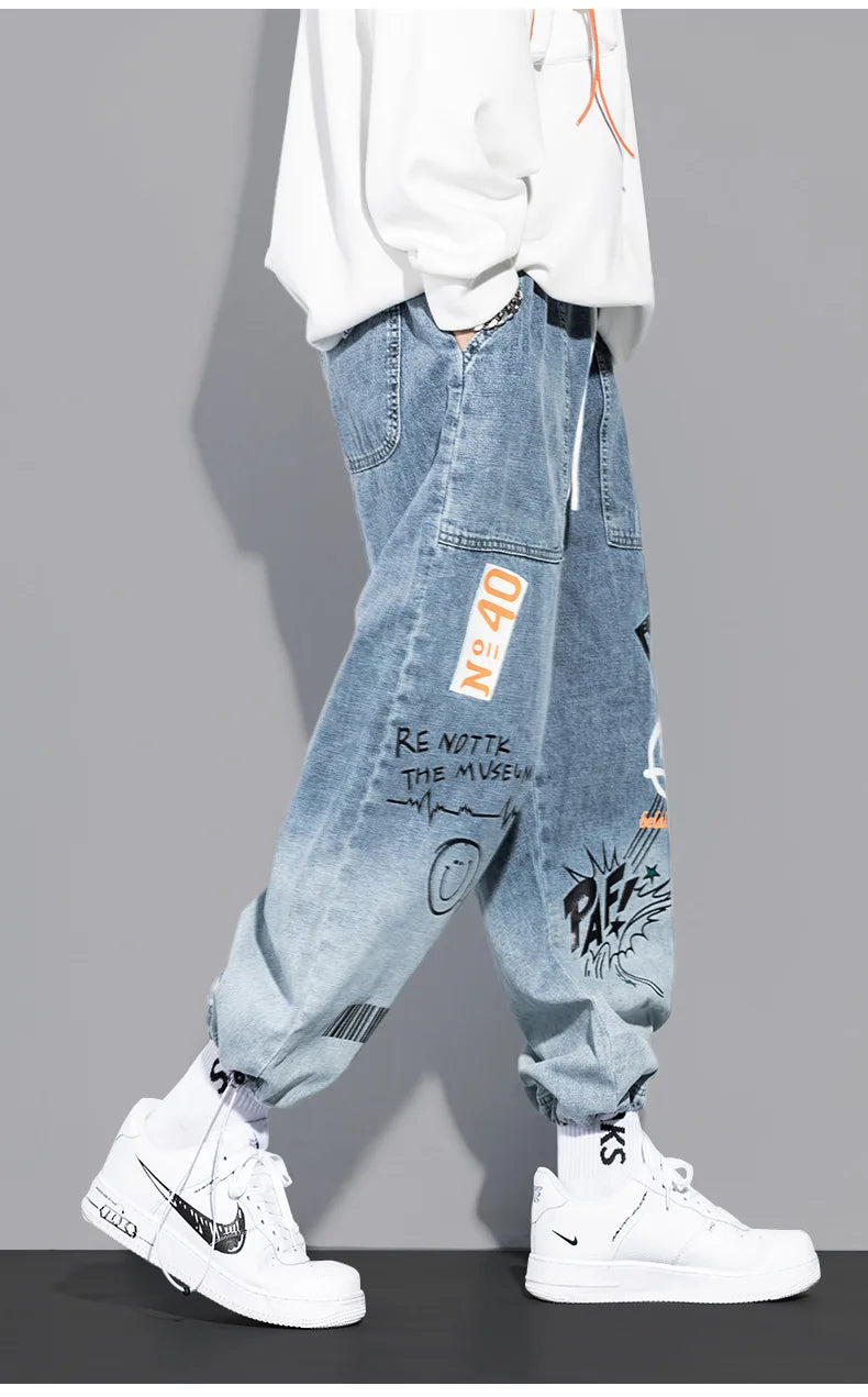 Graffiti Drawstring Streetwear Jeans