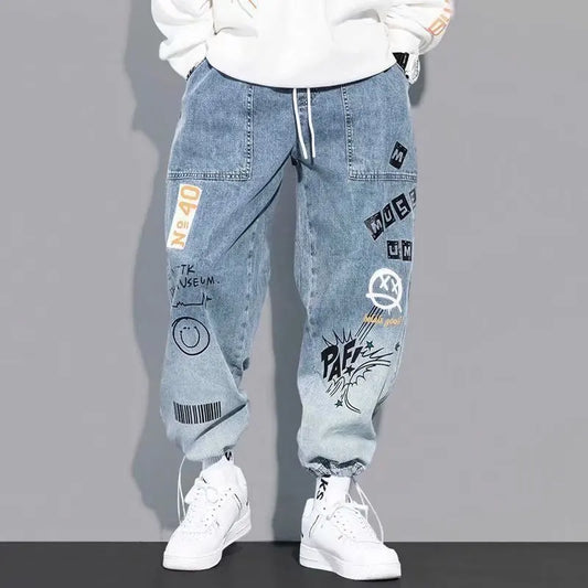 Graffiti Drawstring Streetwear Jeans