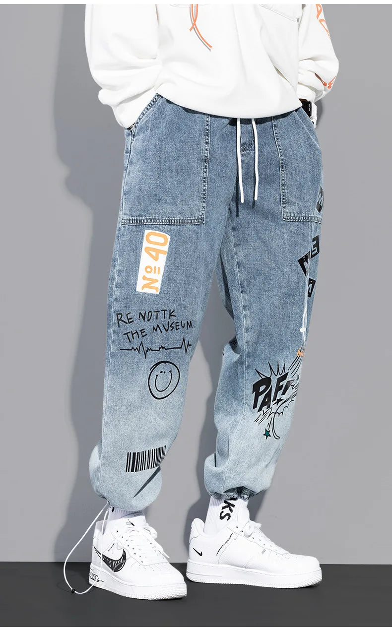 Graffiti Drawstring Streetwear Jeans