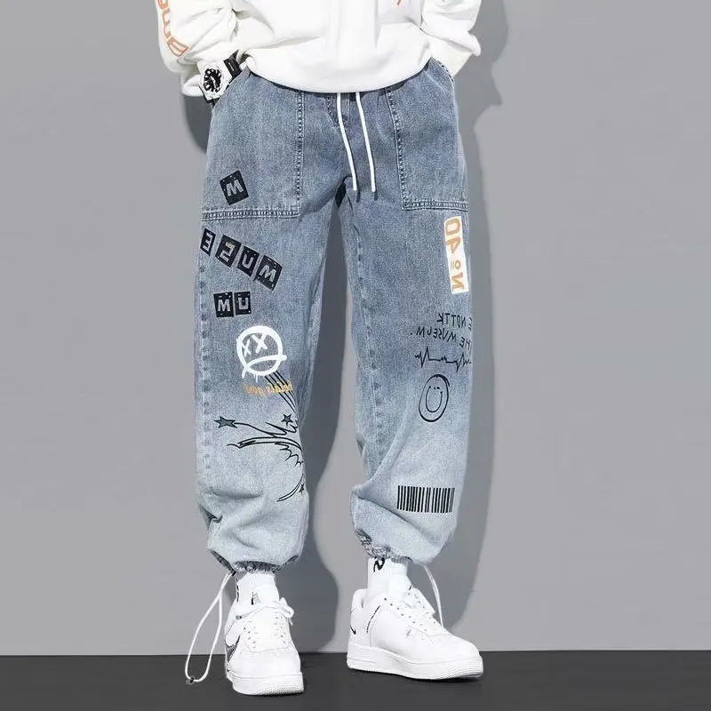 Graffiti Drawstring Streetwear Jeans