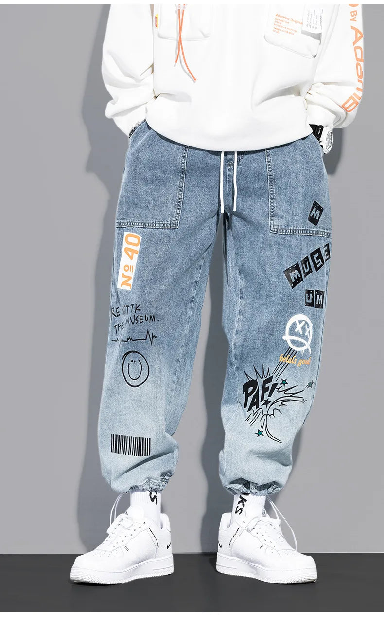 Graffiti Drawstring Streetwear Jeans